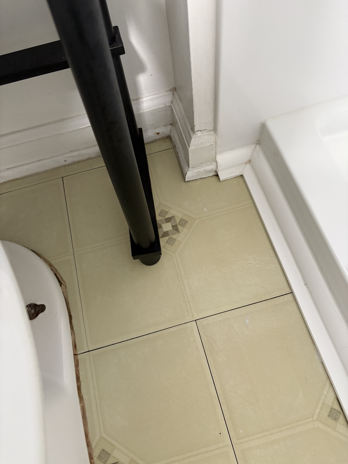 After bathroom floor perimeter detail cleaning